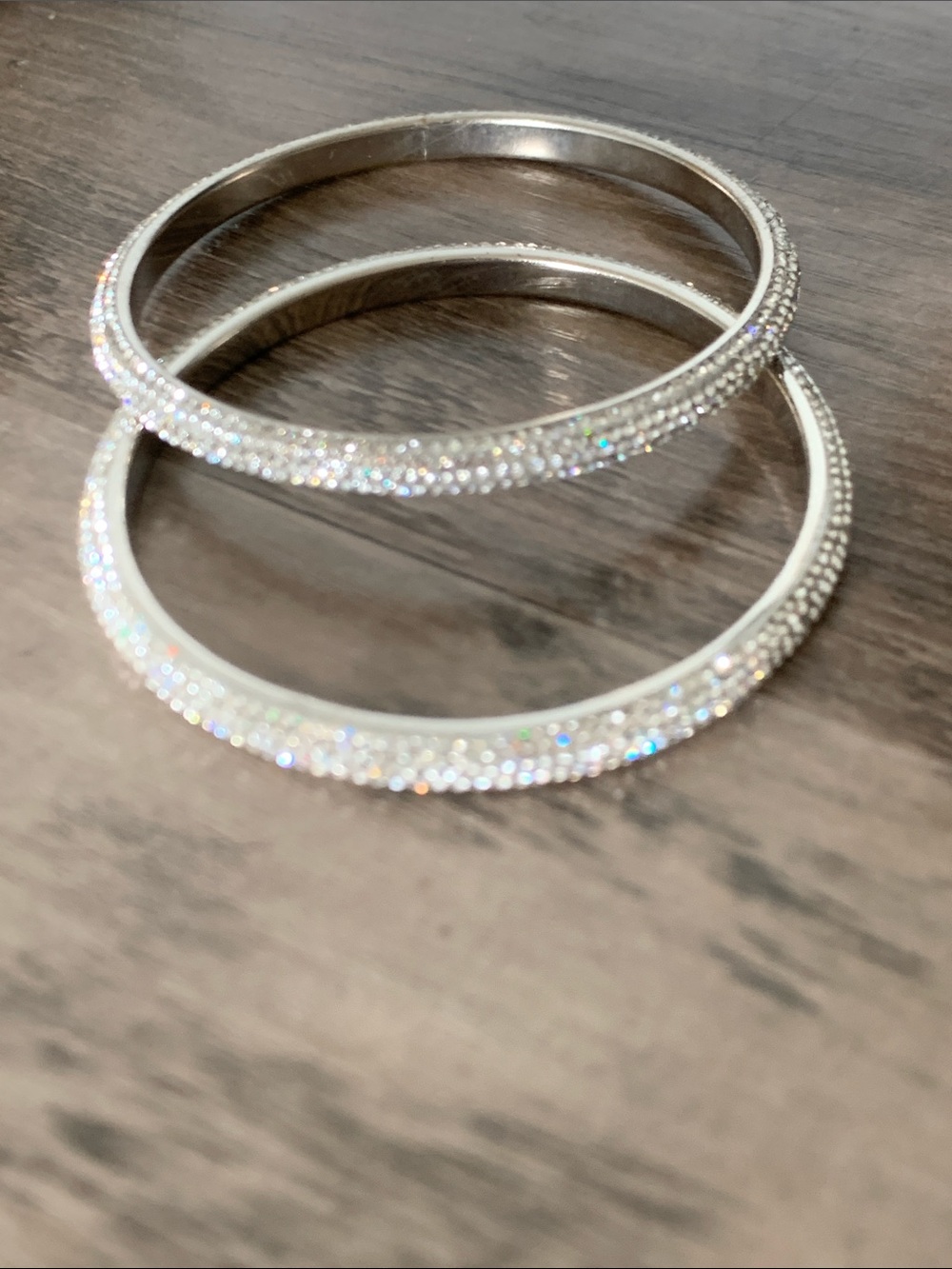 Sparkling -Embellished Silver Bangle Set Of 2 Women's Jewelry
